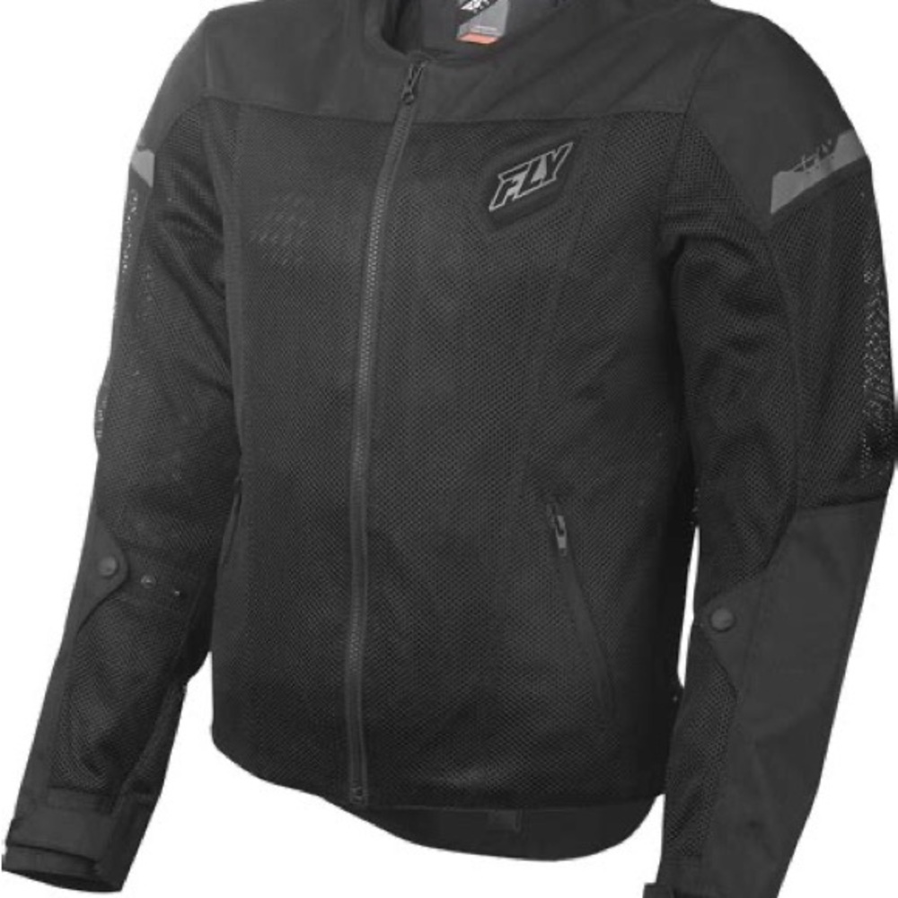Black Performance Jacket with Protective Design and Ventilation